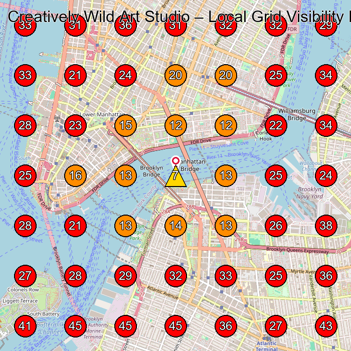 Creatively Wild Art Studio GeoGrid visibility map for Air Compressor Repair Service in Brooklyn
